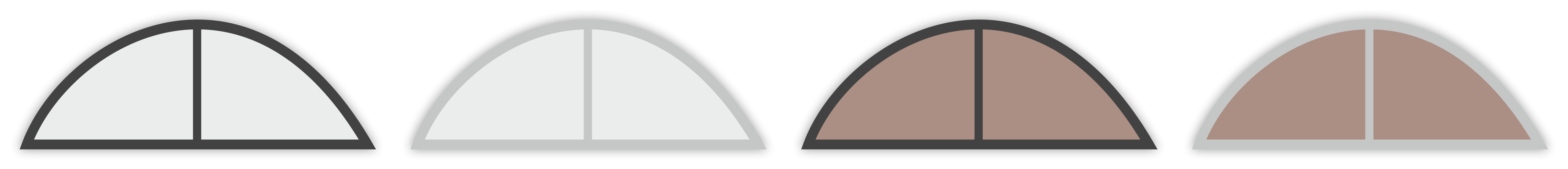 Barvy polykarbonátu (čirý, kouřový bronz) a barva konstrukce (antracit, elox, plný)